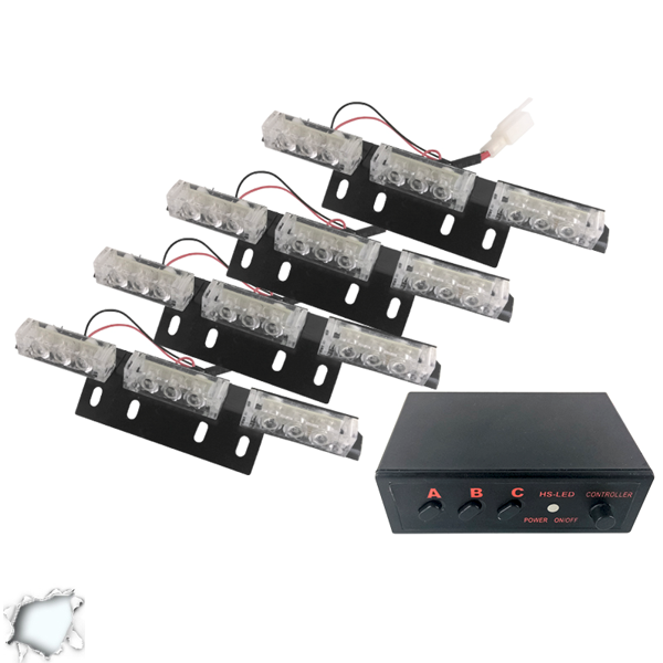 Εξωτερικά Φώτα Οδικής Βοήθειας STROBO LED 4x3 36W 10-30V IP65 Αδιάβροχα Λευκό GloboStar 17941