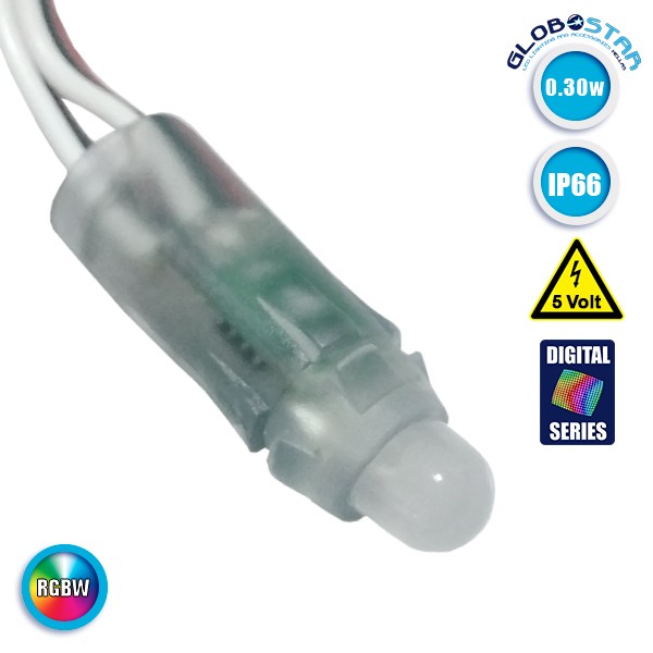 50 Τεμάχια x LED Magic Digital Pixel Module Φ1.4 CM RGBW 0.3W 5V GloboStar 30545