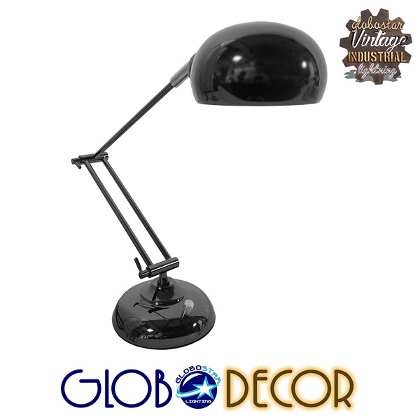 GloboStar® OFFICE BLACK 01392 Μοντέρνο Επιτραπέζιο Φωτιστικό Πορτατίφ Μονόφωτο Μεταλλικό Μαύρο Νίκελ Φ12 x Υ80cm