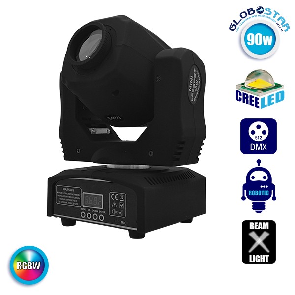 Επαγγελματική Κινούμενη Ρομποτική Κεφαλή Beam CREE LED 60W/90W 230V DMX512 RGBW GloboStar 51137