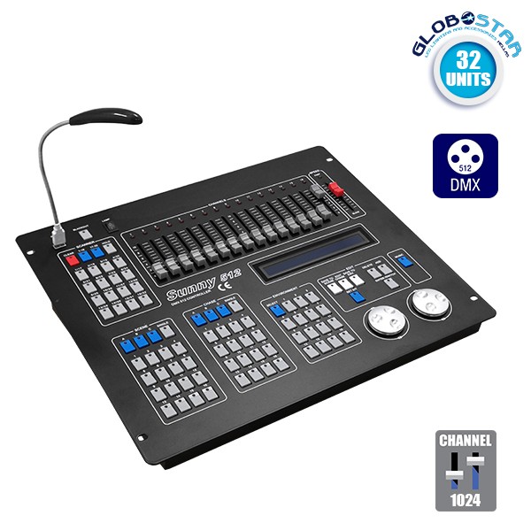 Επαγγελματική Κονσόλα Φωτισμού SUNNY 512 Κανάλια USB LCD Display DMX512 GloboStar 49766