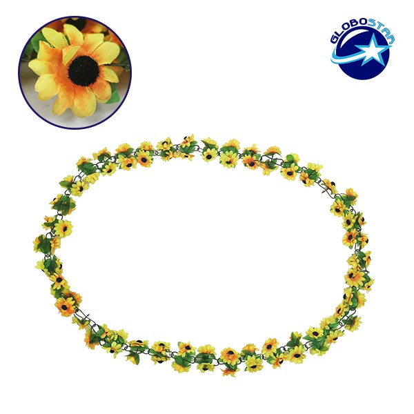 GloboStar® 09027 Τεχνητό Κρεμαστό Φυτό Διακοσμητική Γιρλάντα Μήκους 2 μέτρων με 80 X Μικρά Ηλιοτρόπια Κίτρινα