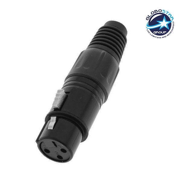Θηλυκό Βύσμα XLR Female 3 PIN CANNON DMX High Quality Μαύρο GloboStar 51189