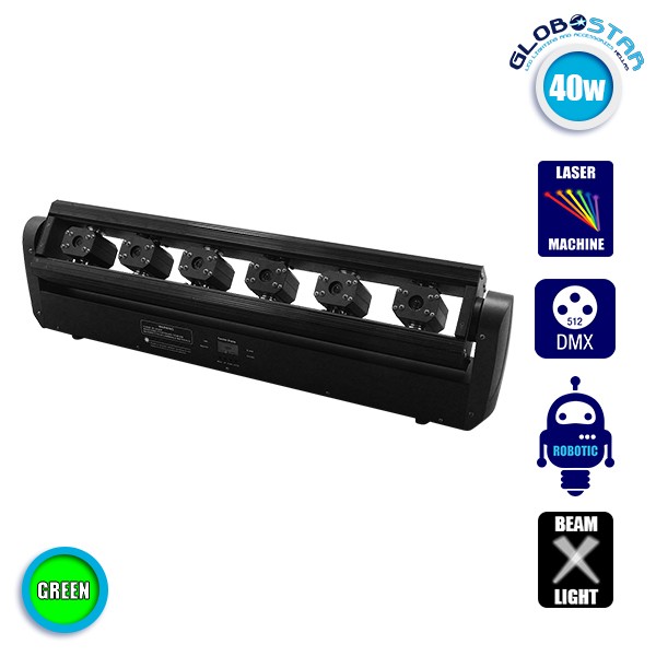 Επαγγελματική Μπάρα Laser με 6x60mw/532nm Κεφαλές 230V 3° DMX512 Πράσινο GloboStar 51164