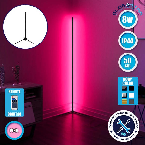 Μοντέρνο Minimal Επιτραπέζιο Μαύρο Φωτιστικό 50cm LED 8 Watt με Ασύρματο Χειριστήριο RF & Dimmer Ροζ GloboStar ALIEN Design GLOBO-50-7