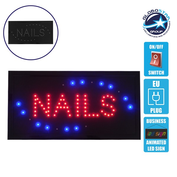 Φωτιστικό LED Σήμανσης NAILS με Διακόπτη ON/OFF και Πρίζα 230v 48x2x25cm GloboStar 96304