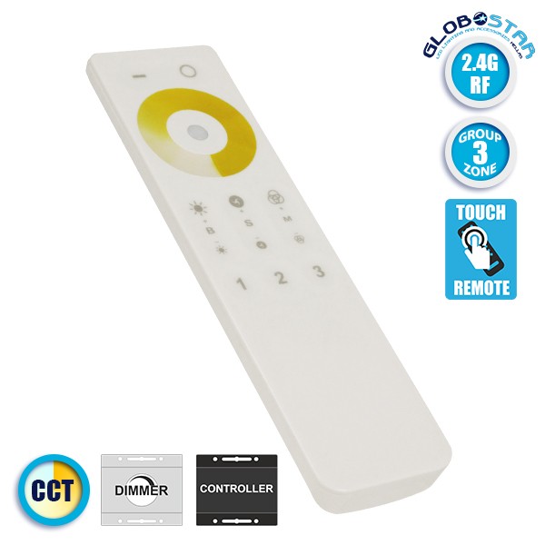 Ασύρματο LED Χειριστήριο Αφής 2.4G RF CCT 2 Χρωμάτων Έως και 3 Διαφορετικά Groups GloboStar 73352