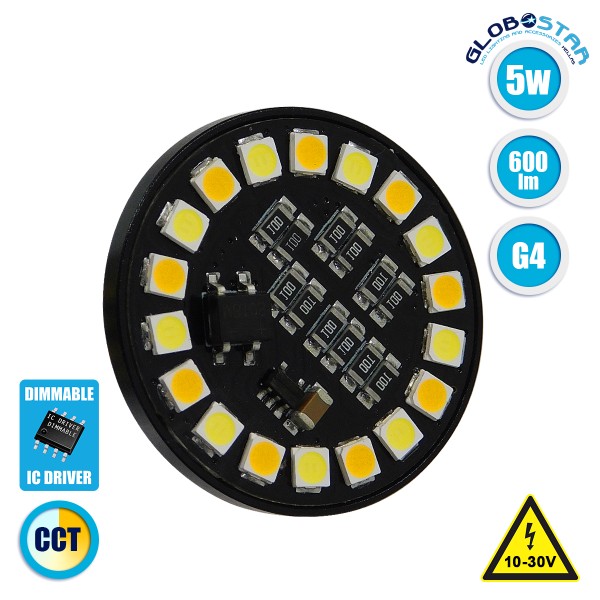 GloboStar® 76111 Λάμπα G4 LED SMD 2835 5W 600lm 120° DC 12V Back Pin CCT Θερμό 2700 K έως Ψυχρό 6000K Change by On/Off
