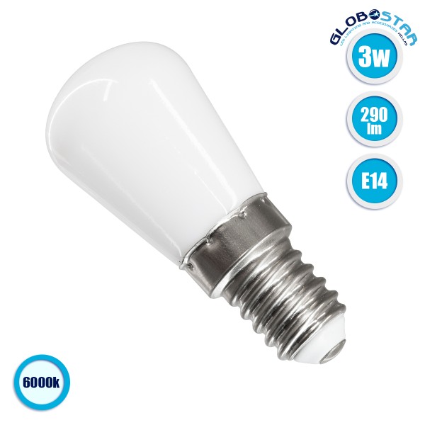 GloboStar® 76057 Λάμπα E14 S6 LED SMD 2835 3W 290lm 320° AC 230V Ψυγείου Ψυχρό Λευκό 6000K