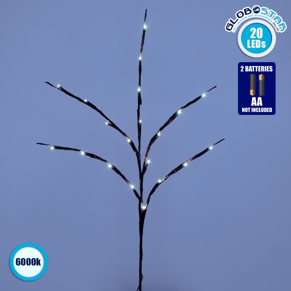 79800 Διακοσμητικό Φωτιζόμενο Εύκαμπτο Κλαδί με 20 LED 3W 300lm Μπαταρίας Ψυχρό Λευκό 6000K Φ62.5 x Υ70cm