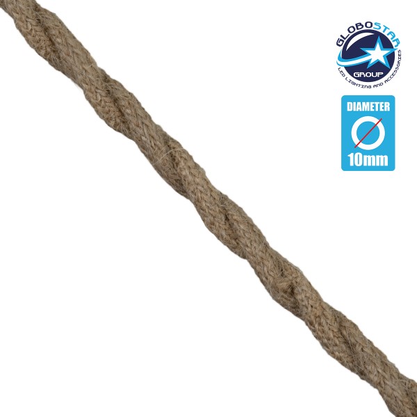 GloboStar® 77643 Εύκαμπτο Σχοινί Στριφτό Τριχιά Πλεκτό 1m Διαμέτρου 10mm Μπεζ με Εσωτερικό Καλώδιο Διατομής 2x0.75mm