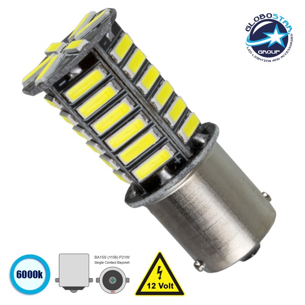 GloboStar® 81209 Λάμπα Αυτοκίνητου 1156 - BA15S - P21W LED 36 SMD 7020 8W 1200lm 360° DC 12V IP20 Ψυχρό Λευκό 6000K