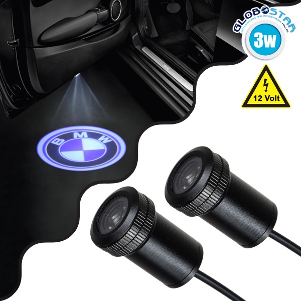 GloboStar® 81603 BMW Ghost Car Brand Logo Projector - Προτζέκτορας Προβολής Μάρκας Αυτοκινήτου LED CREE XHP35 3W 240lm 120° DC 12V IP20 Ψυχρό Λευκό 6000K