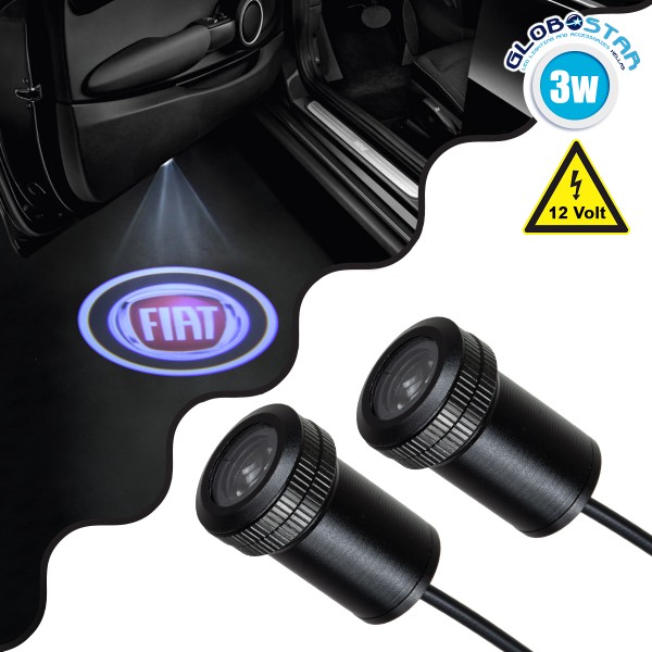GloboStar® 81606 FIAT Ghost Car Brand Logo Projector - Προτζέκτορας Προβολής Μάρκας Αυτοκινήτου LED CREE XHP35 3W 240lm 120° DC 12V IP20 Ψυχρό Λευκό 6000K