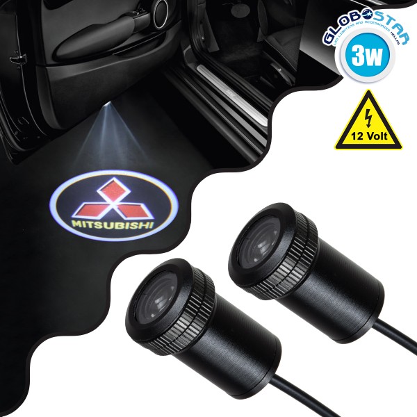 GloboStar® 81615 MITSUBISHI Ghost Car Brand Logo Projector - Προτζέκτορας Προβολής Μάρκας Αυτοκινήτου LED CREE XHP35 3W 240lm 120° DC 12V IP20 Ψυχρό Λευκό 6000K
