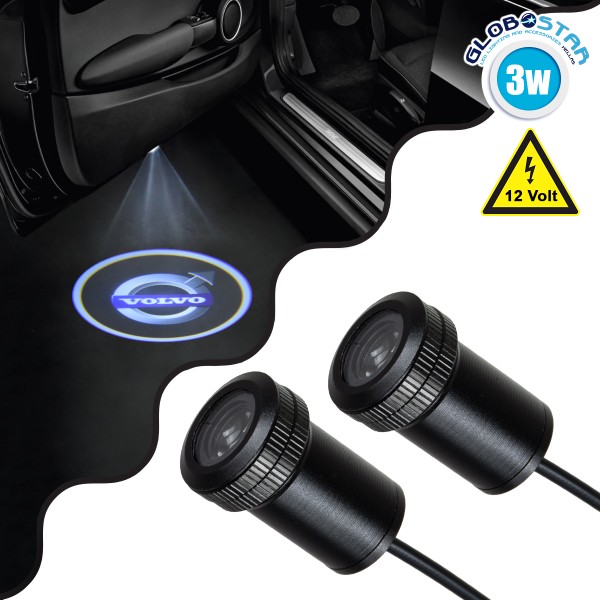 GloboStar® 81619 VOLVO Ghost Car Brand Logo Projector - Προτζέκτορας Προβολής Μάρκας Αυτοκινήτου LED CREE XHP35 3W 240lm 120° DC 12V IP20 Ψυχρό Λευκό 6000K