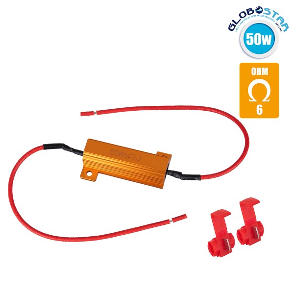 GloboStar® 81643 Βατική Αντίσταση Ακύρωσης Ένδειξης Βλάβης Can-Bus 50W 6 Ohm