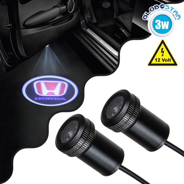 GloboStar® 81608 HONDA Ghost Car Brand Logo Projector - Προτζέκτορας Προβολής Μάρκας Αυτοκινήτου LED CREE XHP35 3W 240lm 120° DC 12V IP20 Ψυχρό Λευκό 6000K