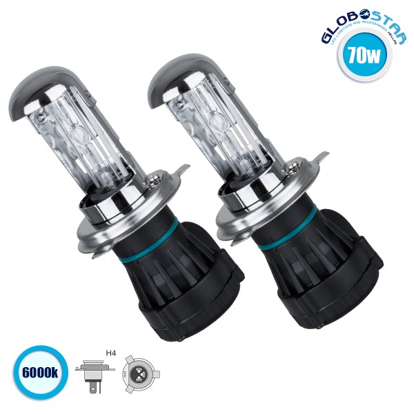 GloboStar® 84002 H4 ΣΕΤ 2 x Λάμπες Βασικού Φωτισμού Φορτηγού Xenon HID 70W 6400lm DC 24V IP20 Ψυχρό Λευκό 6000K