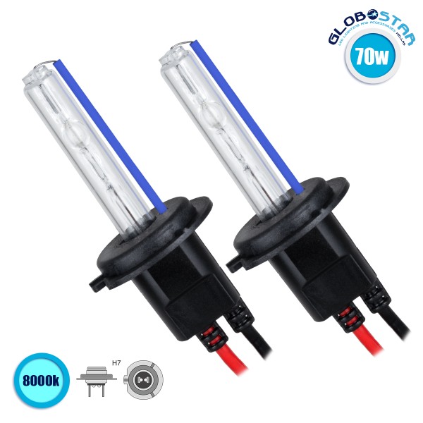 GloboStar® 84014 H7 ΣΕΤ 2 x Λάμπες Βασικού Φωτισμού Αυτοκινήτου & Μοτοσυκλέτας Xenon HID 70W 6400lm IP20 Ψυχρό Λευκό 8000K