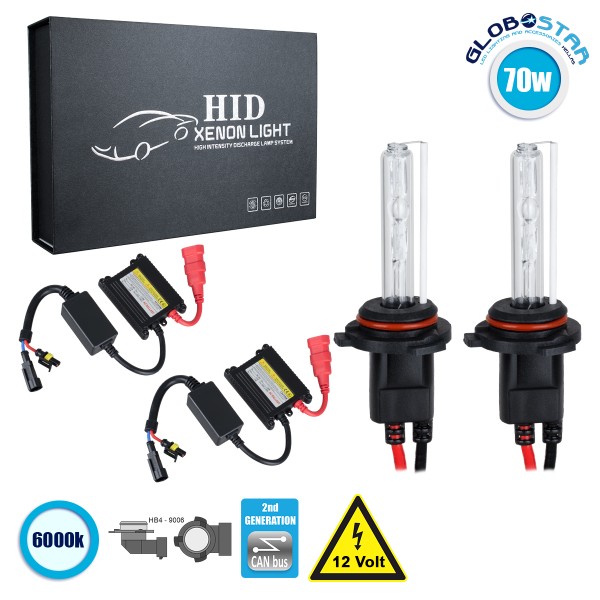 GloboStar® 84110 HB4 9006 CB Line KIT Βασικού Φωτισμού Αυτοκινήτου & Μοτοσυκλέτας 2nd Generation Can-Bus Series XENON 70W 6400lm DC 9-16V Αδιάβροχο IP65 Ψυχρό Λευκό 6000K