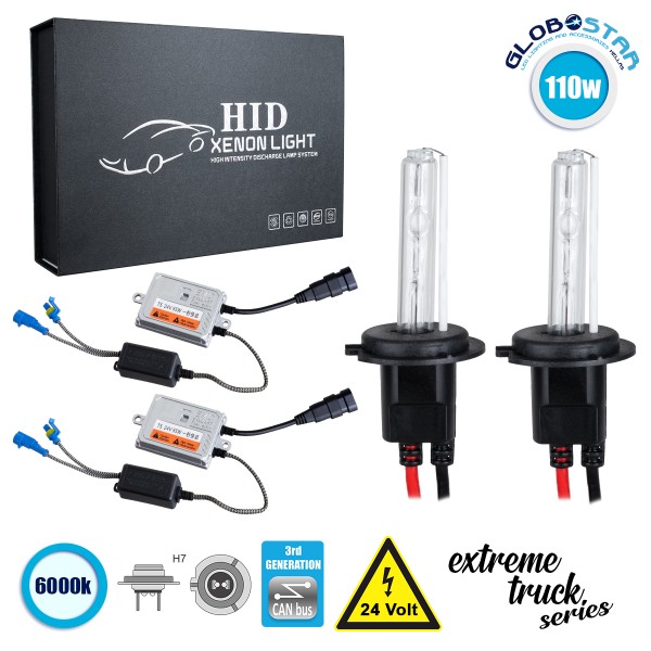 GloboStar® 84125 H7 XCB Line KIT Βασικού Φωτισμού Φορτηγού 3rd Generation Can-Bus Extreme Truck Series XENON 110W 10350lm DC 24V Αδιάβροχο IP65 Ψυχρό Λευκό 6000K