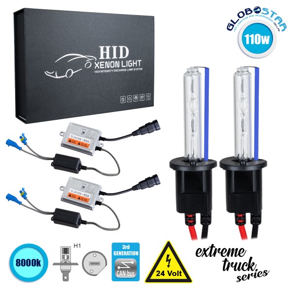 GloboStar® 84133 H1 XCB Line KIT Βασικού Φωτισμού Φορτηγού 3rd Generation Can-Bus Extreme Truck Series XENON 110W 10350lm DC 24V Αδιάβροχο IP65 Ψυχρό Λευκό 8000K
