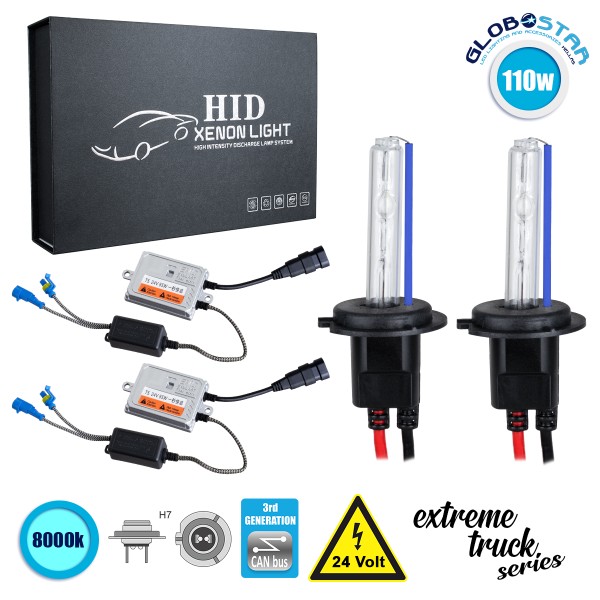 GloboStar® 84136 H7 XCB Line KIT Βασικού Φωτισμού Φορτηγού 3rd Generation Can-Bus Extreme Truck Series XENON 110W 10350lm DC 24V Αδιάβροχο IP65 Ψυχρό Λευκό 8000K