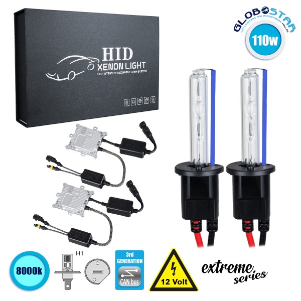 GloboStar® 84155 H1 XCB Line KIT Βασικού Φωτισμού Αυτοκινήτου & Μοτοσυκλέτας 3rd Generation Can-Bus Extreme Series XENON 110W 10350lm DC 9-16V Αδιάβροχο IP65 Ψυχρό Λευκό 8000K