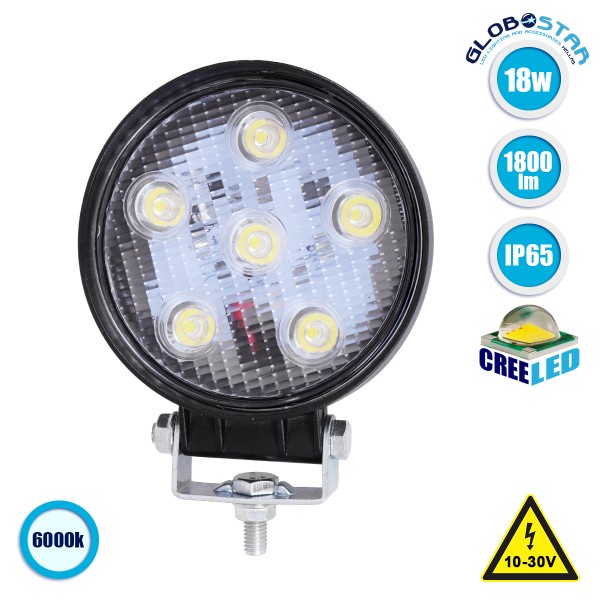 GloboStar® 85400 PRO Series Προβολέας Εργασίας - Working Light για Αυτοκίνητα & Φορτηγά LED CREE XBD 18W 1800lm DC 10-30V Αδιάβροχο IP65 Ψυχρό Λευκό 6000K