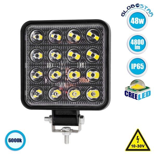 GloboStar® 85409 PRO Series Προβολέας Εργασίας - Working Light για Αυτοκίνητα & Φορτηγά LED CREE XBD 48W 4800lm DC 10-30V Αδιάβροχο IP65 Ψυχρό Λευκό 6000K