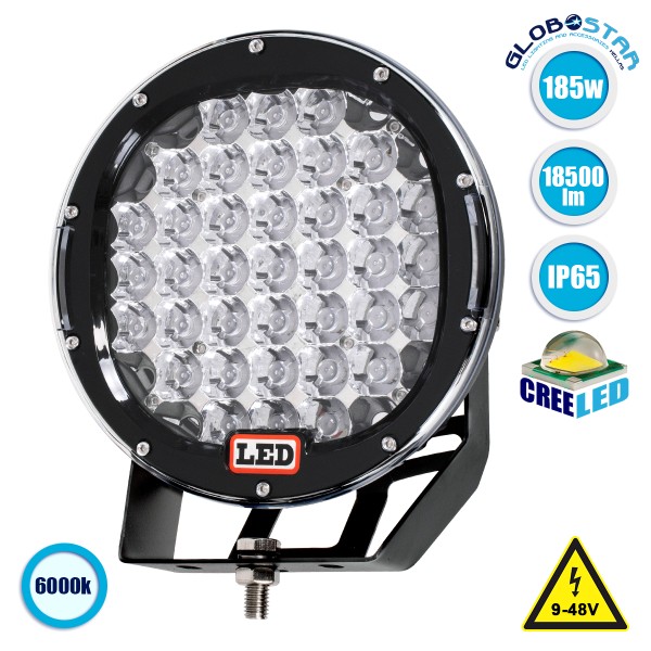GloboStar® 85414 PRO Series Προβολέας Εργασίας - Working Light για Αυτοκίνητα & Φορτηγά LED CREE XBD 185W 18500lm DC 9-48V Αδιάβροχο IP65 Ψυχρό Λευκό 6000K