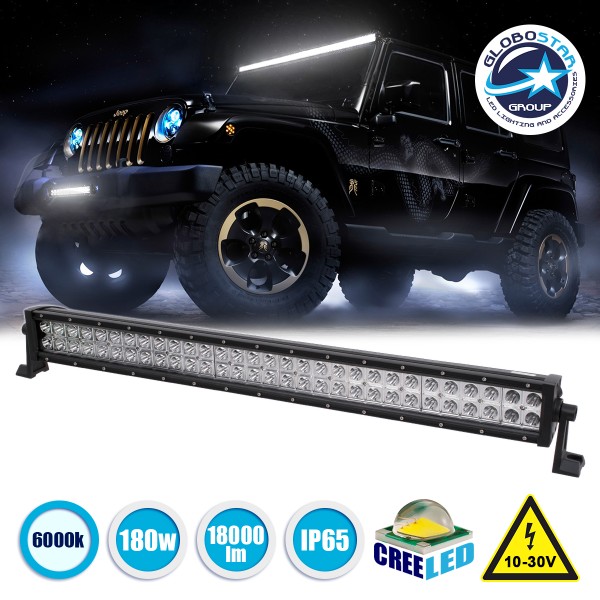 GloboStar® 85463 PRO Series Μπάρα Ίσια - Straight για Αυτοκίνητα & Φορτηγά LED CREE XBD 180W 18000lm DC 10-30V Αδιάβροχη IP65 Ψυχρό Λευκό 6000K