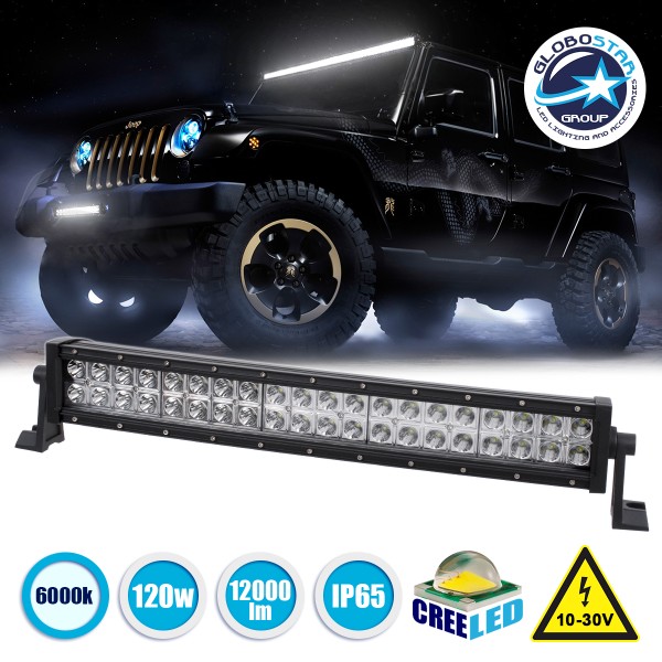 GloboStar® 85470 PRO Series Μπάρα Καμπυλωτή - Curved για Αυτοκίνητα & Φορτηγά LED CREE XBD 120W 12000lm DC 10-30V Αδιάβροχη IP65 Ψυχρό Λευκό 6000K