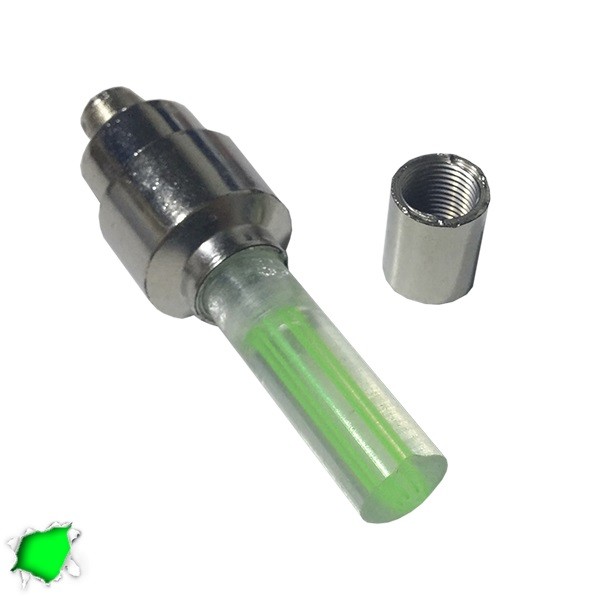GloboStar® 115202 Βαλβίδες LED με Μπαταρία 3xLR1130 Αυτοκινήτου - Μοτοσυκλέτας - Ποδηλάτου Σετ 2 Τεμ. σε Blister Πράσινο