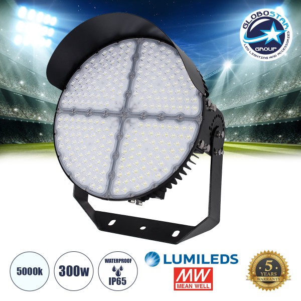 GloboStar® CYCLOP 90106 LED Προβολέας Γηπέδου 300W 48000LM 60° AC 100-277V IP65 - Ψυχρό Λευκό 5000K - MeanWell Driver & LumiLEDs Chip - 5 Years Warranty