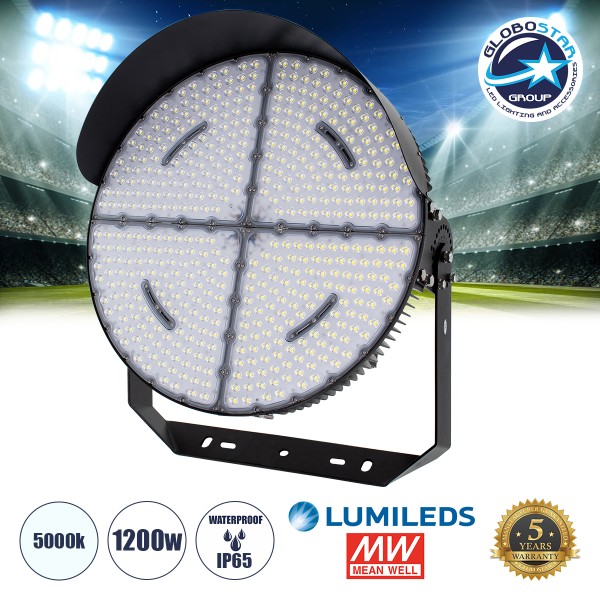 GloboStar® CYCLOP 90108 LED Προβολέας Γηπέδου 1200W 192000LM 60° AC 100-277V IP65 - Ψυχρό Λευκό 5000K - MeanWell Driver & LumiLEDs Chip - 5 Years Warranty
