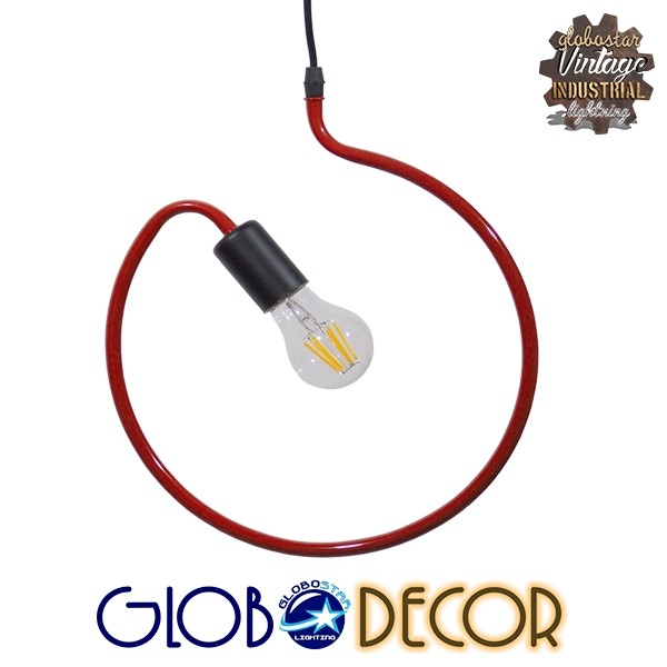 GLOBOSTAR® LIBBY 01095-1 Παιδικό Κρεμαστό Φωτιστικό Οροφής με Ντουί 1 x E27 AC 220-240V IP20 - Κόκκινο - Μ28 x Π28 x Υ16cm