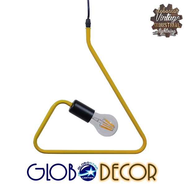 GloboStar® LIBBY 01097-1 Παιδικό Κρεμαστό Φωτιστικό Γεωμετρικό Σχήμα Μονόφωτο 1 x E27 IP20 Κίτρινο Μέταλλο - Μ31 x Π31 x Υ16cm