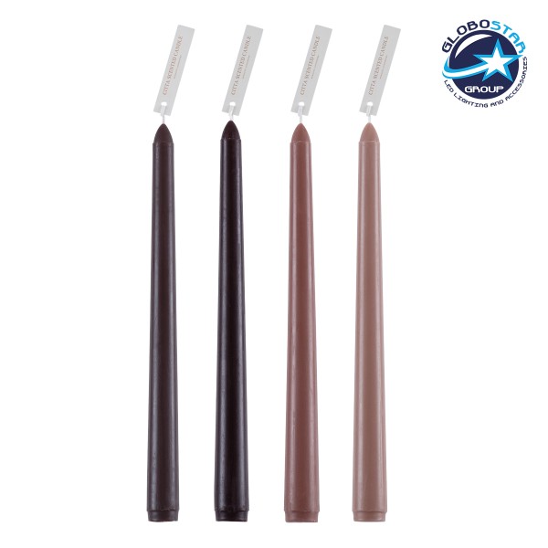 GloboStar® MOCHA-CREAM 35211 ΣΕΤ 4 Αρωματικά Κεριά Κηροπηγίου Παραφίνης με Άρωμα Σοκολάτα - Καφές Πολύχρωμα Μ2 x Π2 x Υ25cm