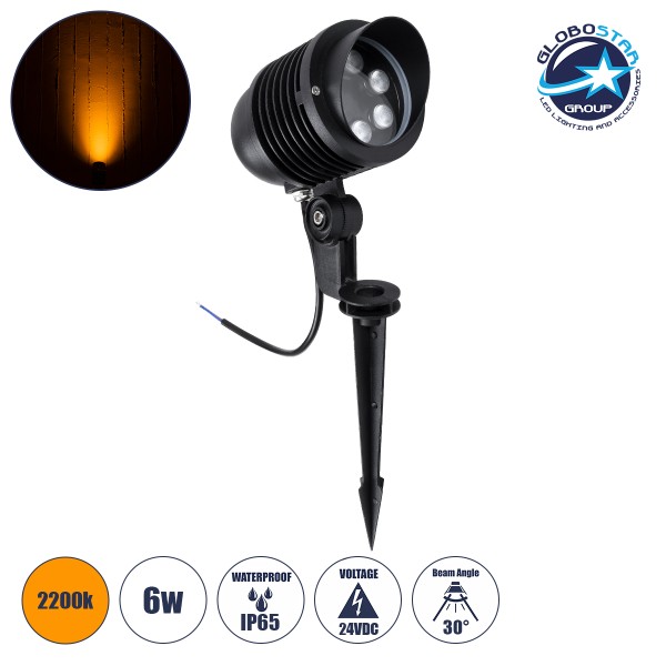 GloboStar® TREELIGHT-LINA 90650 Σποτ Φωτισμού Ειδικό για Φυτά - Δέντρα με Βάση Κήπου / Καρφωτό LED 6W 630lm 30° DC 24V Αδιάβροχο IP65 Μ10.5 x Π18 x Υ40cm Αρχιτεκτονικό Πορτοκαλί 2200K - Γκρι Ανθρακί - 3 Years Warranty