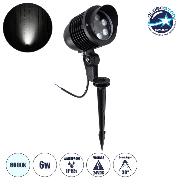 GloboStar® TREELIGHT-LINA 90653 Σποτ Φωτισμού Ειδικό για Φυτά - Δέντρα με Βάση Κήπου / Καρφωτό LED 6W 720lm 30° DC 24V Αδιάβροχο IP65 Μ10.5 x Π18 x Υ40cm Ψυχρό Λευκό 6000K - Γκρι Ανθρακί - 3 Years Warranty