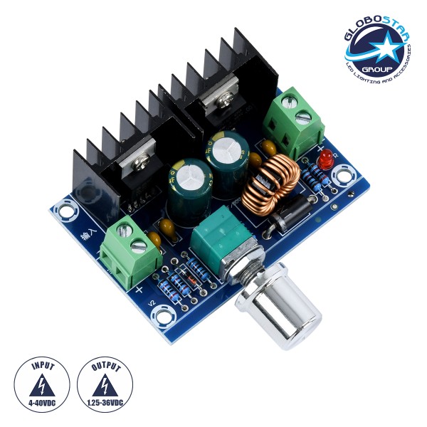 GloboStar® 73114 Ρυθμιστής Τάσης - Voltage Regulator DC Converter Module - Input DC4-40V / Output DC1.25-36V Max Load 8A Μ6 x Π4.5 x Υ2.5cm