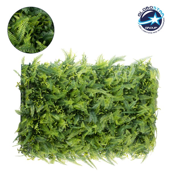 GloboStar® 78427 Artificial - Συνθετικό Τεχνητό Διακοσμητικό Πάνελ Φυλλωσιάς - Κάθετος Κήπος Νάνος Φτέρη - Γιασεμί - Πράσινο Μ60 x Υ40 x Π9cm