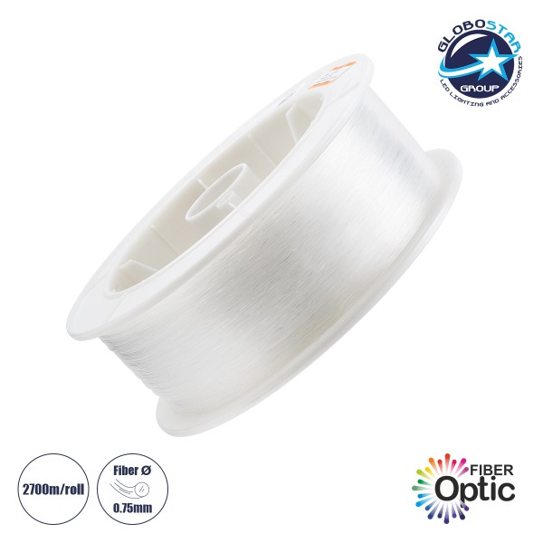 GloboStar® 79621 Ρολό Οπτικής Ίνας - Fiber Optic Roll για LED Μηχανές Οπτικής Ίνας - Πάχους 0.75mm - Μήκος Ρολού 2700 Μέτρα