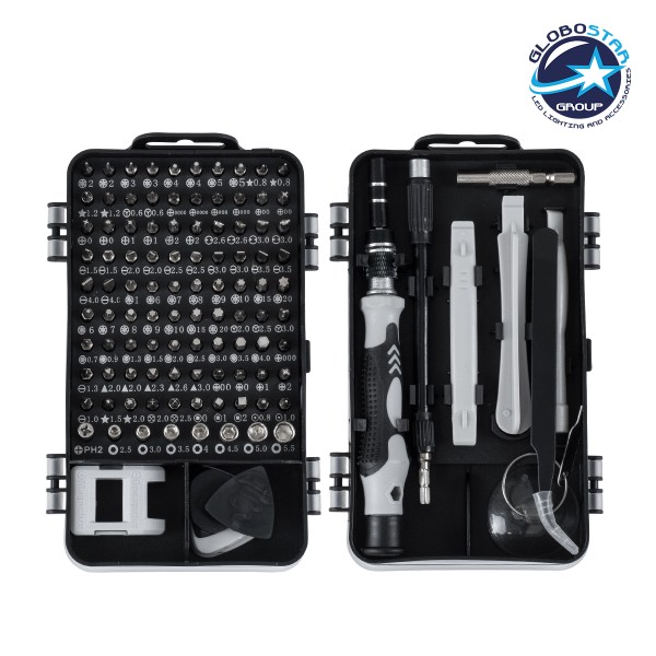 GloboStar® 79996 Επαγγελματικό Mini Σετ Εργαλείων 115 Εξαρτημάτων σε 1 DIY Tool Kit - Για Επισκευές iPhone,Samsung κλπ Κινητά Τηλέφωνα - PC - Laptop - Xbox - Ρολογιών - Οπτικά - Γυαλιά και Γενικών Μικρόεπισκευών Λεπτομέρειας με Μαγνητικό Κατσαβίδι Καστάνι