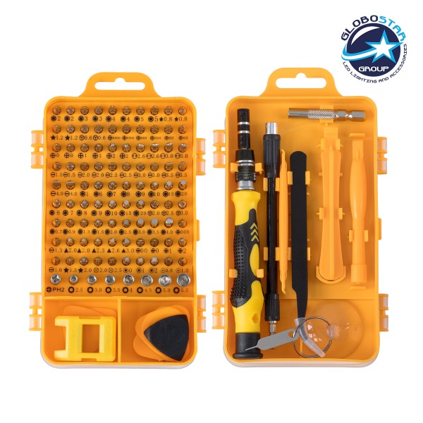 GloboStar® 79998 Επαγγελματικό Mini Σετ Εργαλείων 115 Εξαρτημάτων σε 1 DIY Tool Kit - Για Επισκευές iPhone,Samsung κλπ Κινητά Τηλέφωνα - PC - Laptop - Xbox - Ρολογιών - Οπτικά - Γυαλιά και Γενικών Μικρόεπισκευών Λεπτομέρειας με Μαγνητικό Κατσαβίδι 