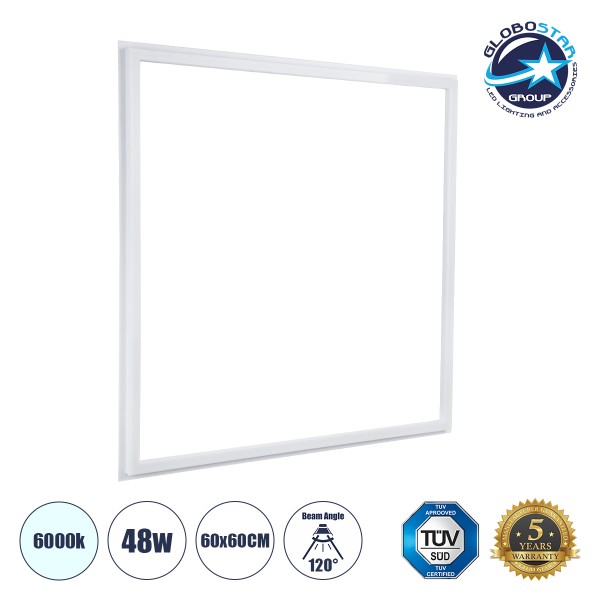 GloboStar® 60368 Χωνευτό LED Panel Linear Frameless Super Slim 60x60cm 48W 5760lm 120° CRI≥85Ra AC 220-240V IP44 Μ60 x Π60 x Υ1.5cm - Ψυχρό Λευκό 6000K - TÜV Certified Driver - 5 Years Warranty