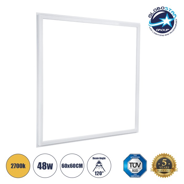 GloboStar® 60370 Χωνευτό LED Panel Linear Frameless Super Slim 60x60cm 48W 5280lm 120° CRI≥85Ra AC 220-240V IP44 Μ60 x Π60 x Υ1.5cm - Θερμό Λευκό 2700K - TÜV Certified Driver - 5 Years Warranty