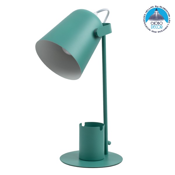 GloboStar® PENCASE 61566 Μοντέρνο Επιτραπέζιο Φωτιστικό Πορτατίφ Μονόφωτο 1 x E27 IP20 Πράσινο Μέταλλο - Μ12 x Π15 x Υ38cm